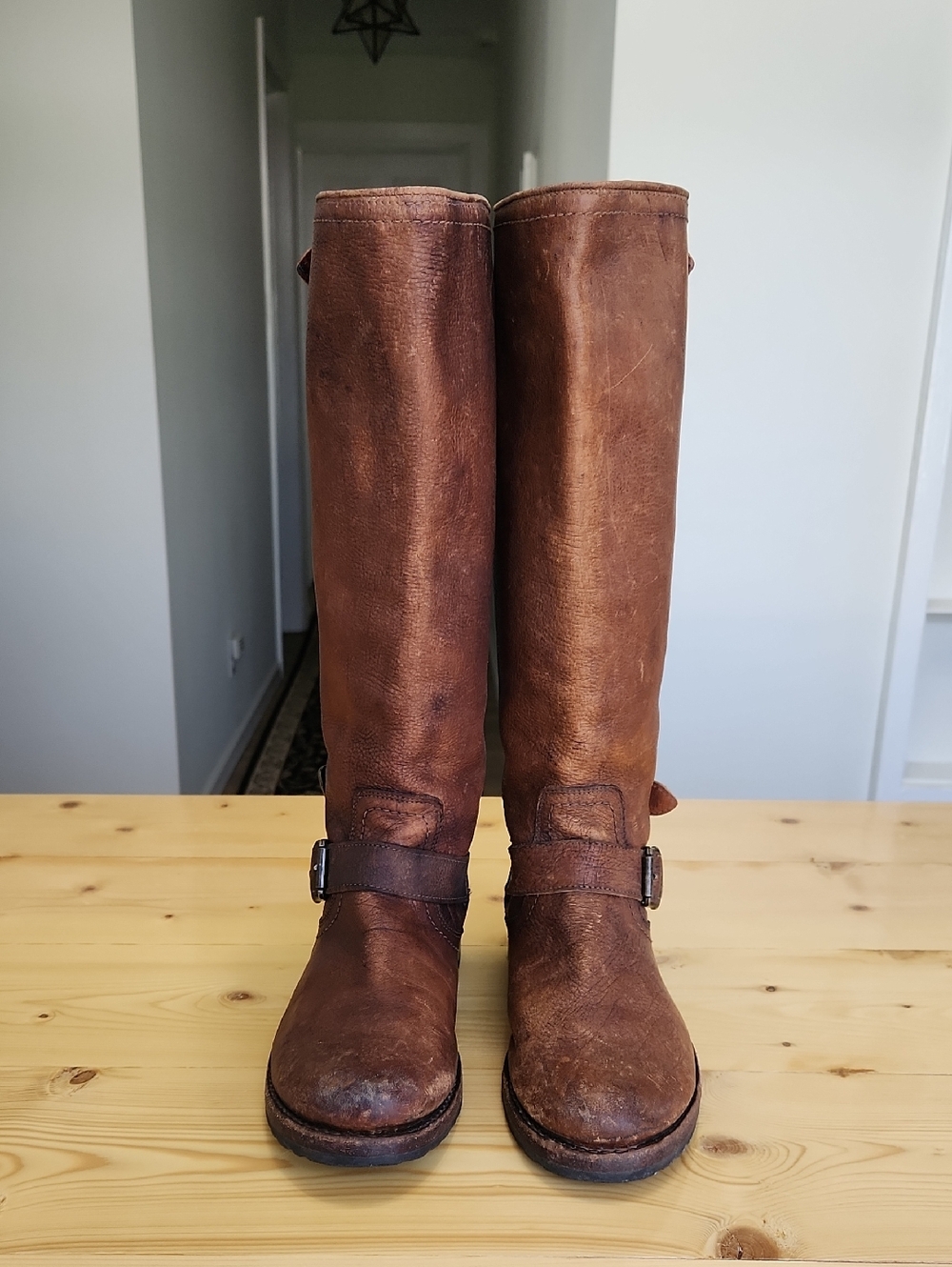 Frye Veronica Back Zip Tall Boots Three Buckles Riding 7.5 - Picture 4 of 17